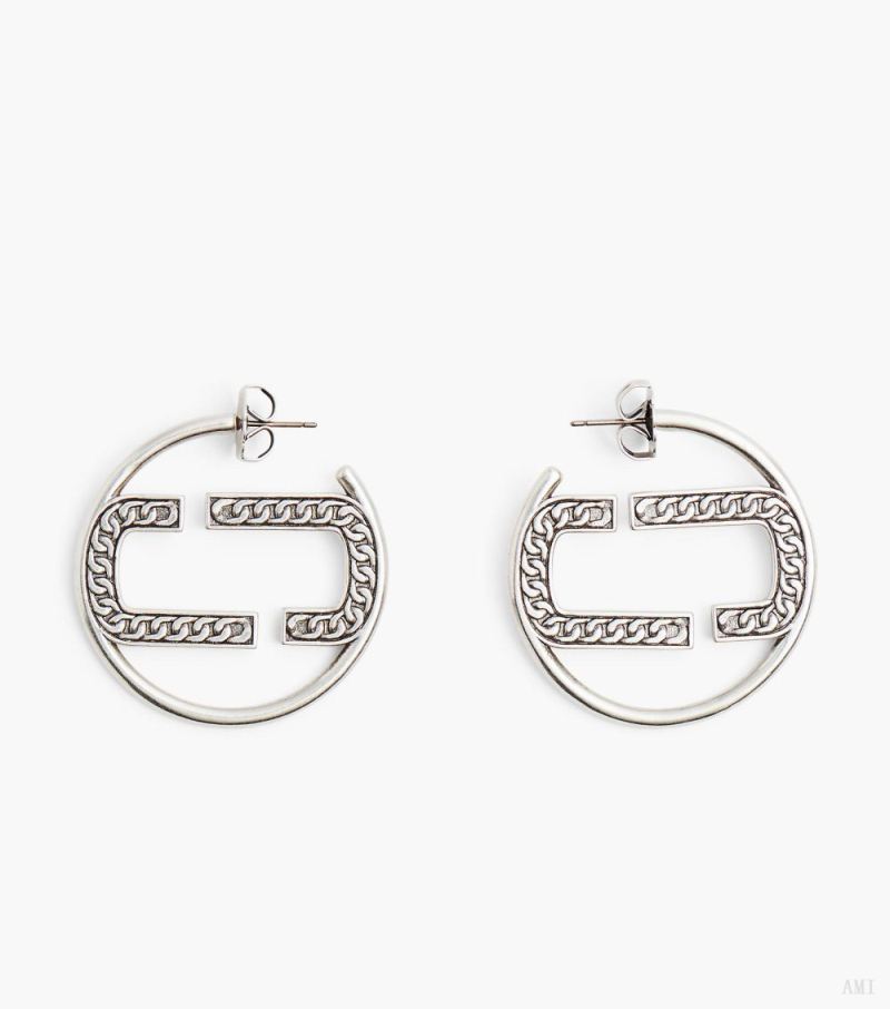 Marc Jacobs | The St. Marc Hoops - Light Antique Silver - Click Image to Close