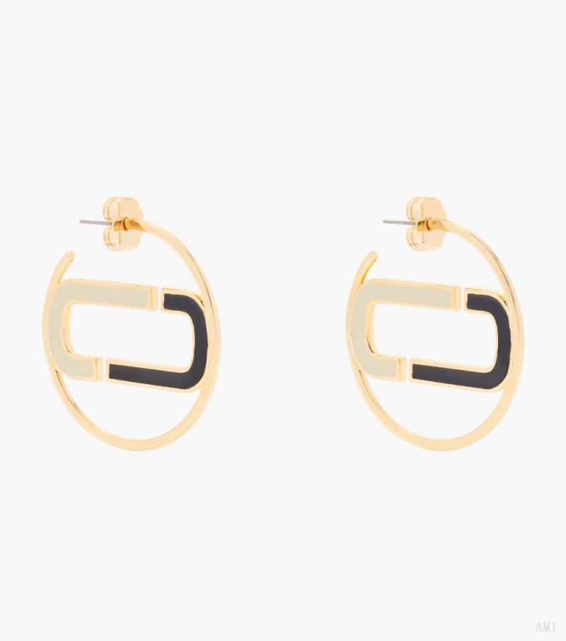 Marc Jacobs | The J Marc Colorblock Hoops - Black Multi/Gold - Click Image to Close