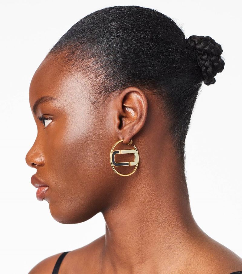 Marc Jacobs | The J Marc Colorblock Hoops - Black Multi/Gold