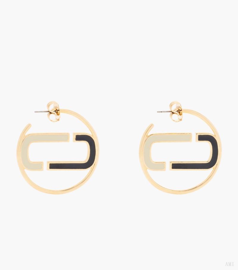 Marc Jacobs | The J Marc Colorblock Hoops - Black Multi/Gold