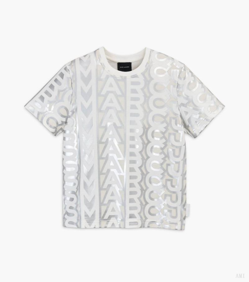 Marc Jacobs | The Monogram Baby Tee - Silver/Bright White - Click Image to Close