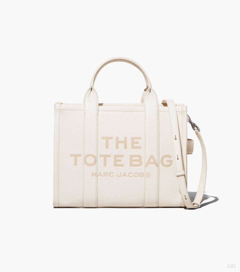 Marc Jacobs | The Leather Medium Tote Bag - Cotton/Silver