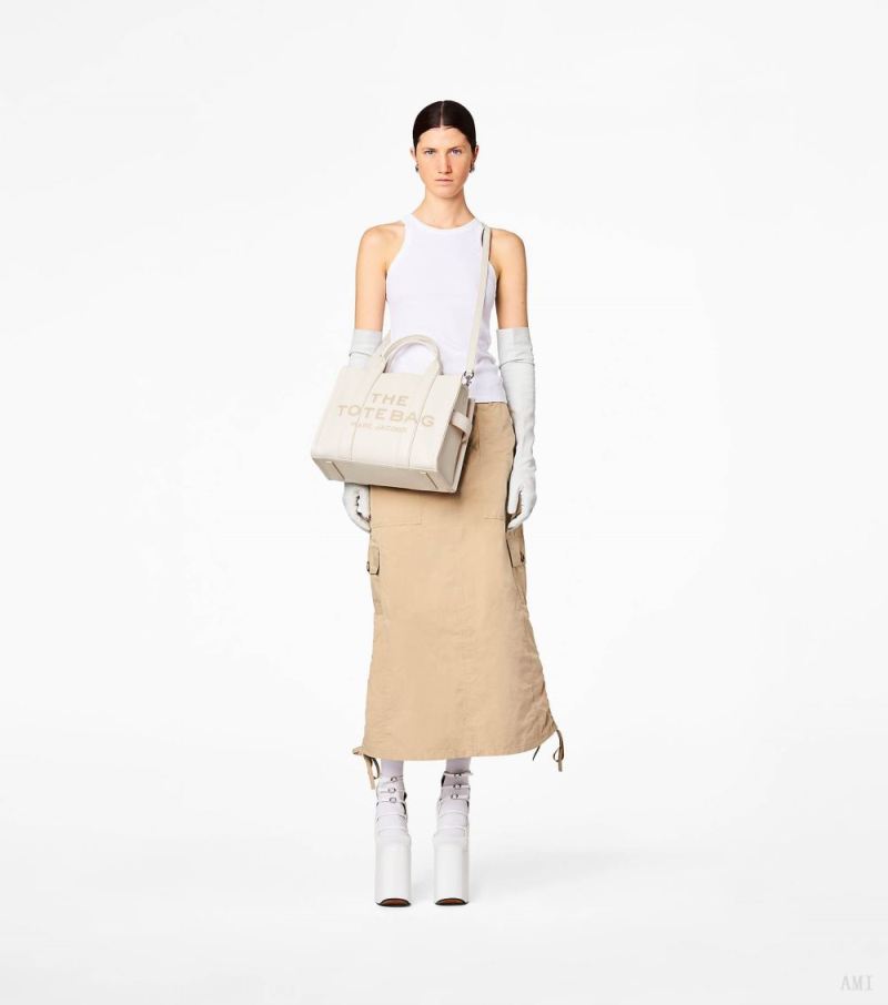 Marc Jacobs | The Leather Medium Tote Bag - Cotton/Silver