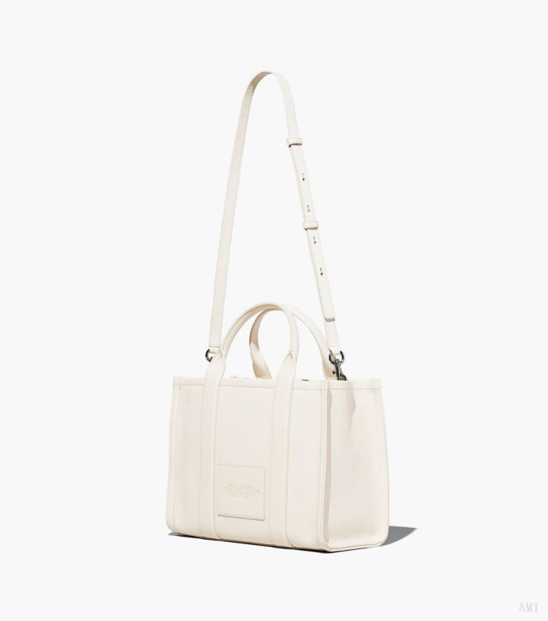 Marc Jacobs | The Leather Medium Tote Bag - Cotton/Silver