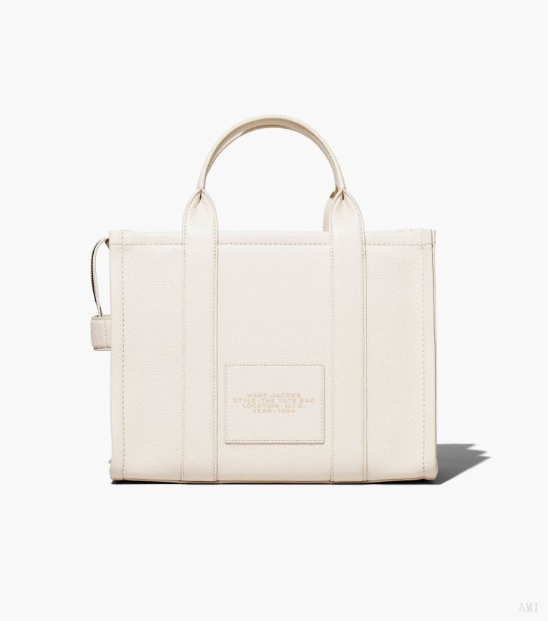 Marc Jacobs | The Leather Medium Tote Bag - Cotton/Silver