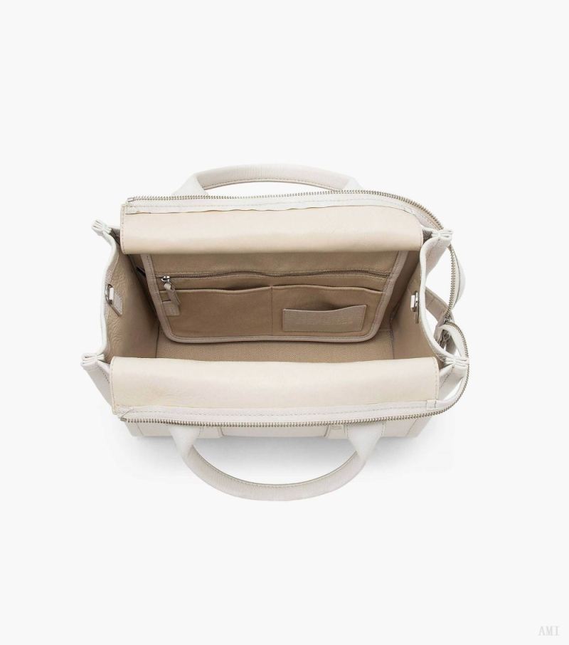 Marc Jacobs | The Leather Medium Tote Bag - Cotton/Silver