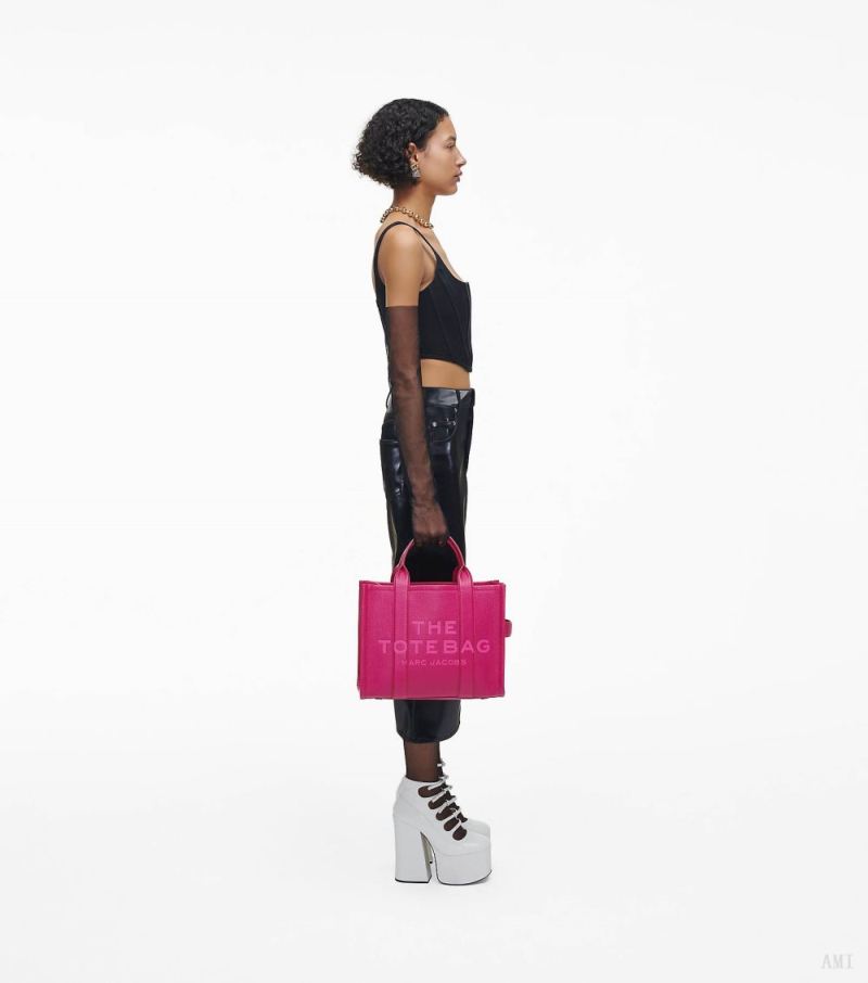 Marc Jacobs | The Leather Medium Tote Bag - Lipstick Pink