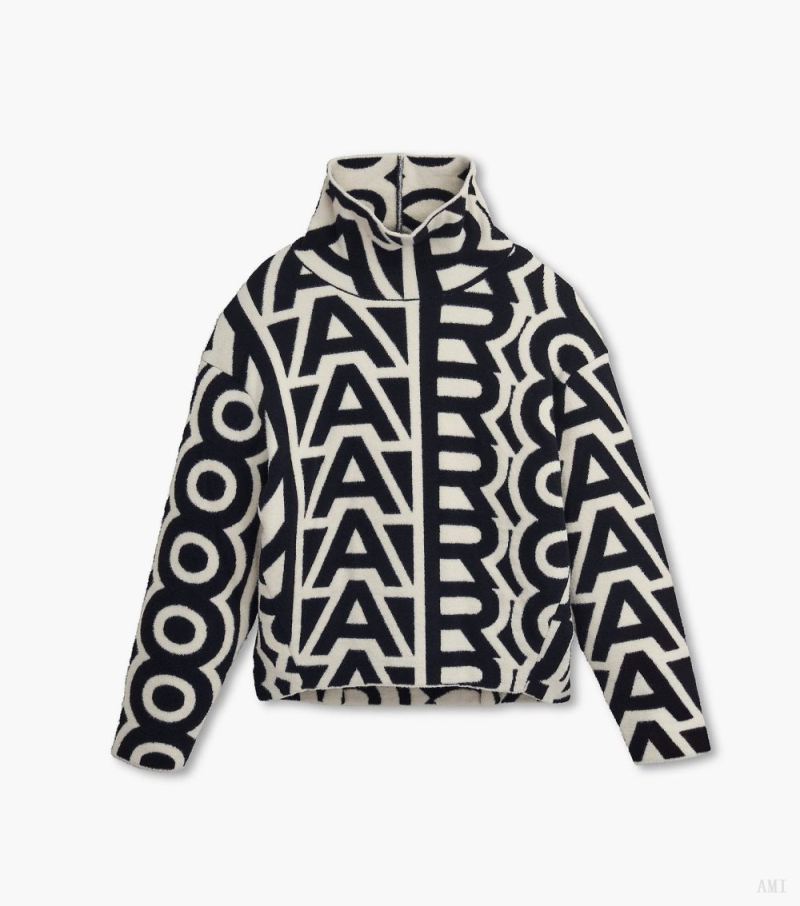 Marc Jacobs | The Flock Monogram Funnel Sweater - Black/Ivory