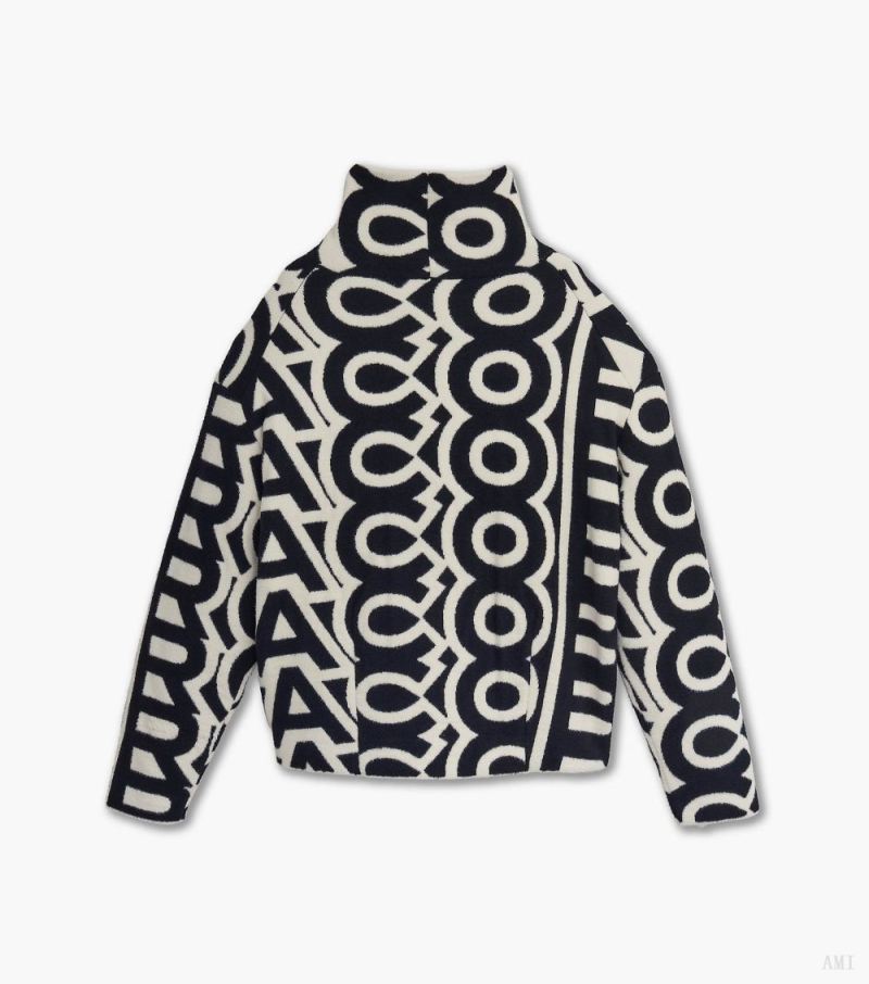 Marc Jacobs | The Flock Monogram Funnel Sweater - Black/Ivory