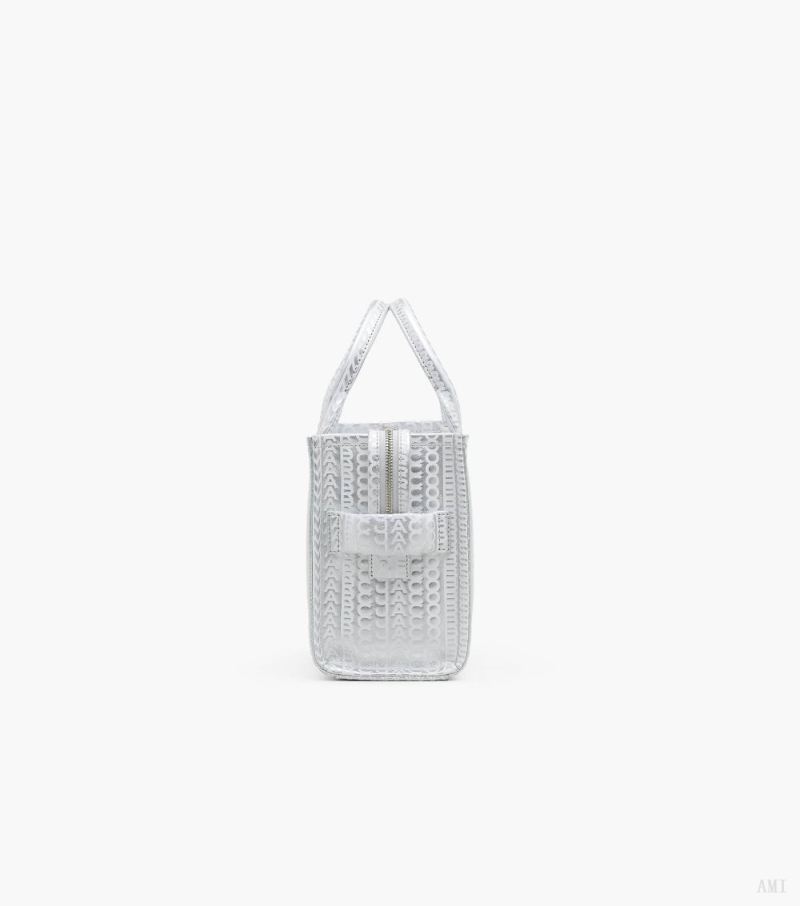 Marc Jacobs | The Monogram Metallic Small Tote Bag - Silver/Bright White