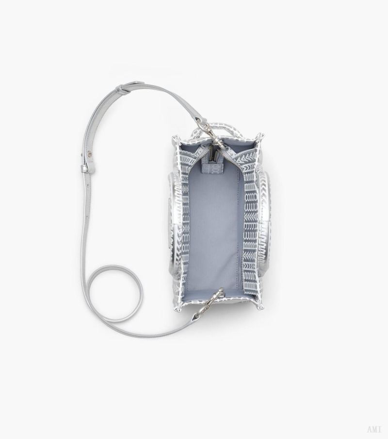 Marc Jacobs | The Monogram Metallic Small Tote Bag - Silver/Bright White