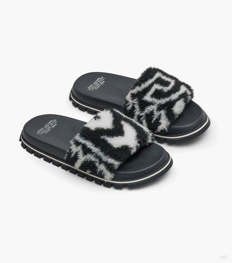 Marc Jacobs | The Monogram Teddy Slide - Black/Ivory - Click Image to Close