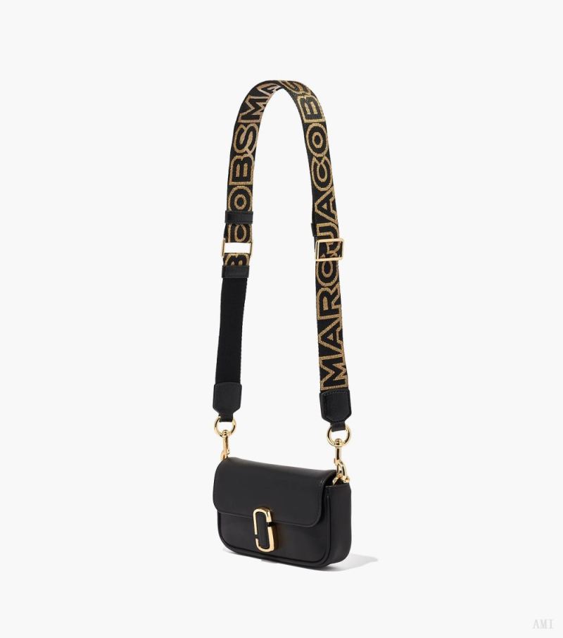 Marc Jacobs | The Thin Outline Logo Webbing Strap - Black/Gold