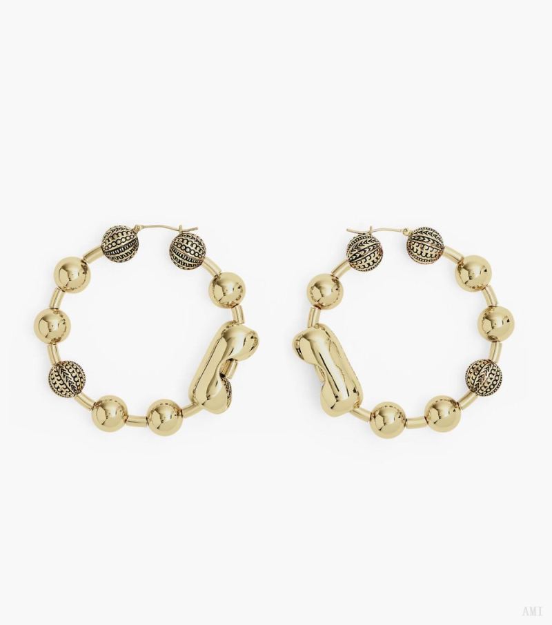 Marc Jacobs | The Monogram Ball Chain Hoop - Light Antique Gold