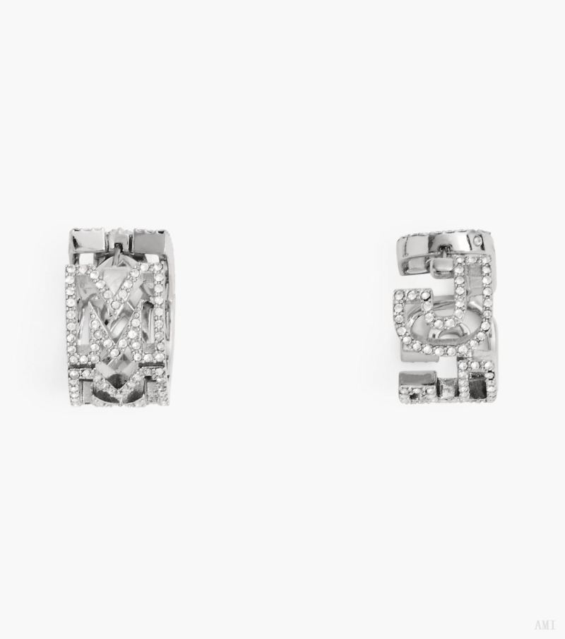 Marc Jacobs | The Monogram Pave Huggies - Silver/Crystal - Click Image to Close