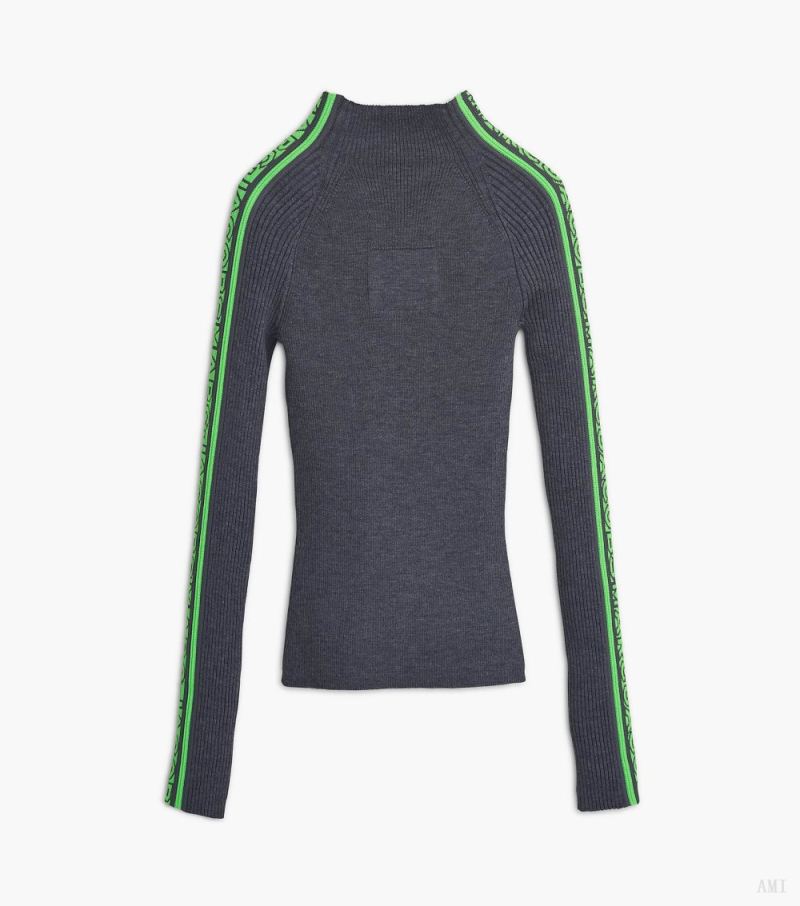 Marc Jacobs | The Raglan Logo Mockneck - Gunmetal/Apple