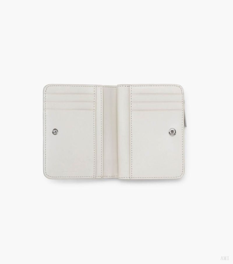 Marc Jacobs | The Monogram Metallic Mini Compact Wallet - Silver/Bright White