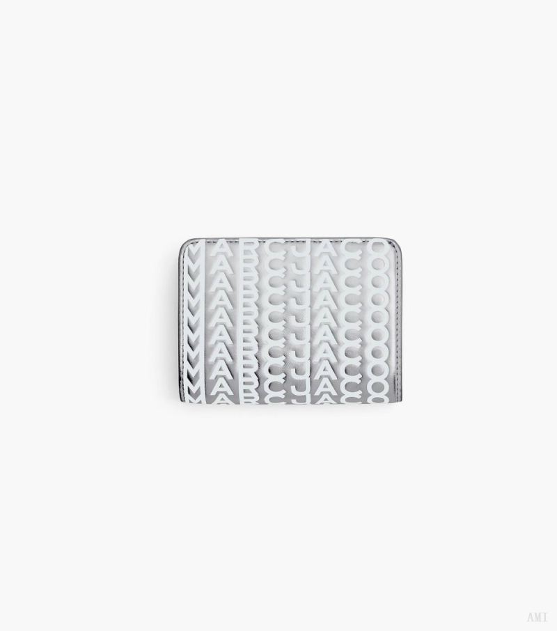 Marc Jacobs | The Monogram Metallic Mini Compact Wallet - Silver/Bright White