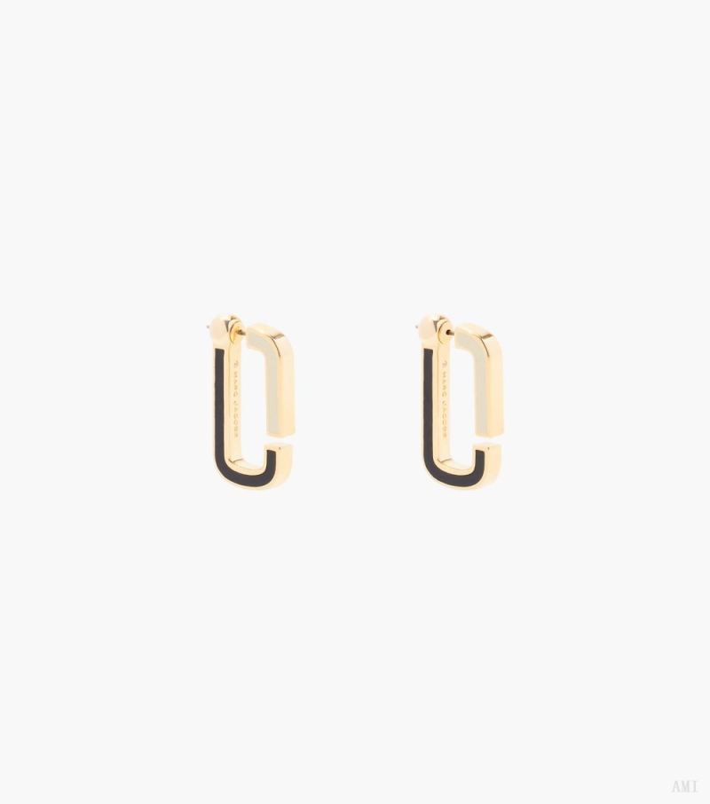 Marc Jacobs | The J Marc Colorblock Flat Hoops - Black Multi/Gold - Click Image to Close