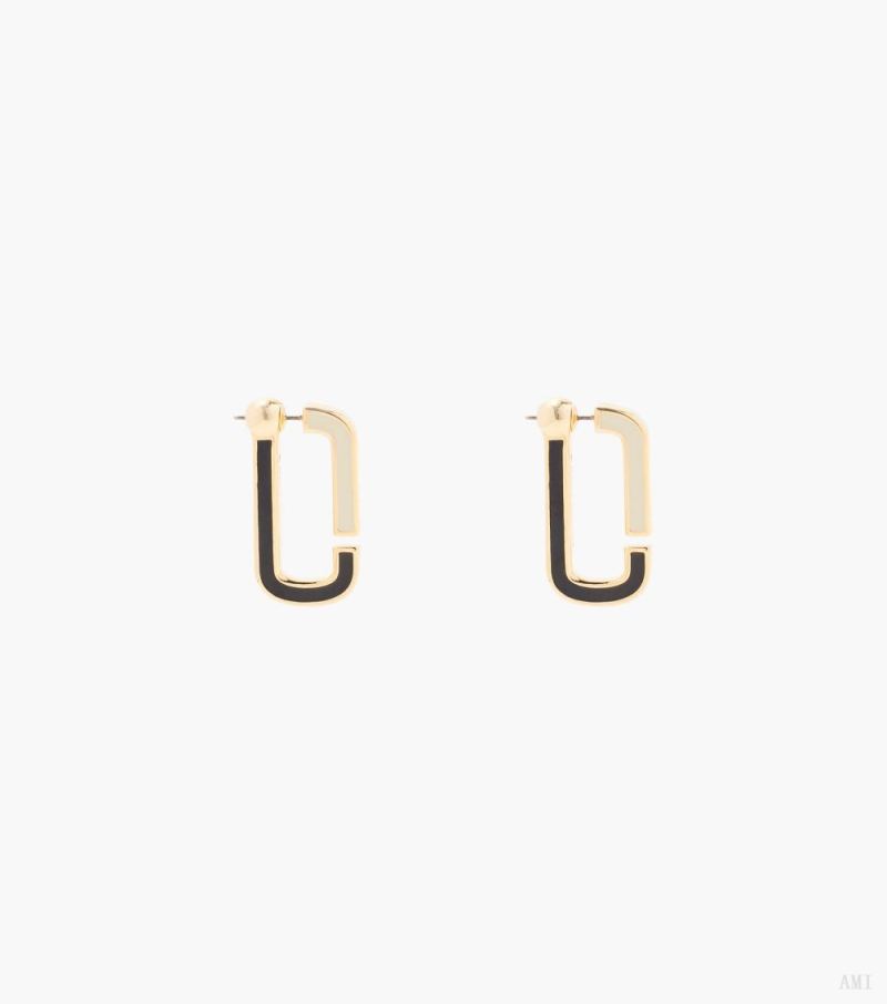 Marc Jacobs | The J Marc Colorblock Flat Hoops - Black Multi/Gold