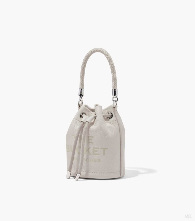 Marc Jacobs | The Leather Mini Bucket Bag - Cotton/Silver