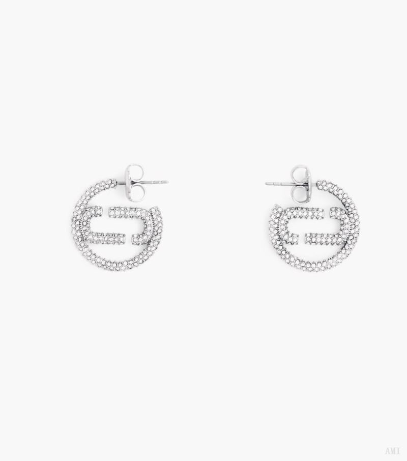 Marc Jacobs | The J Marc Small Pave Hoops - Silver/Crystal - Click Image to Close