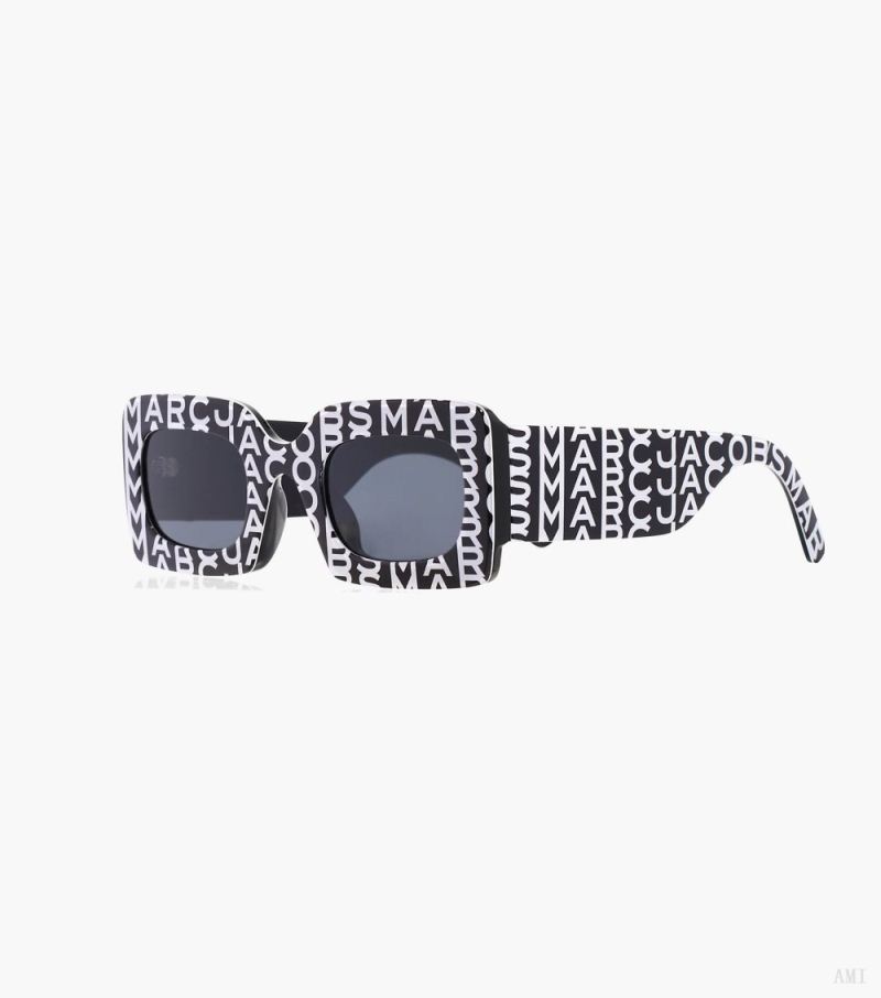 Marc Jacobs | Monogram Rectangular Sunglasses - Black/White - Click Image to Close