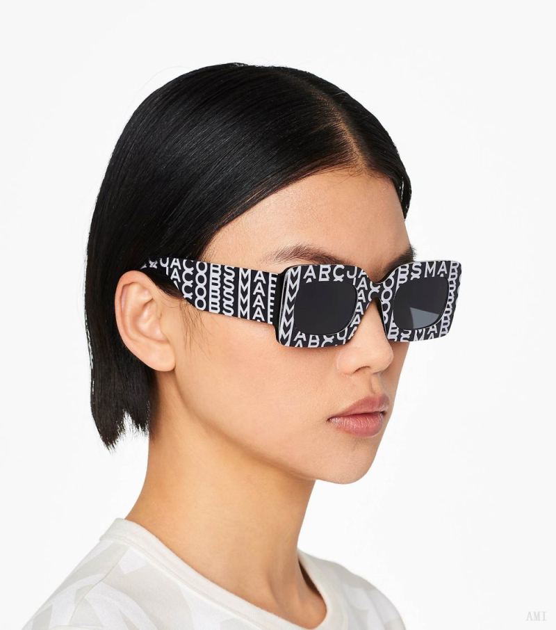 Marc Jacobs | Monogram Rectangular Sunglasses - Black/White