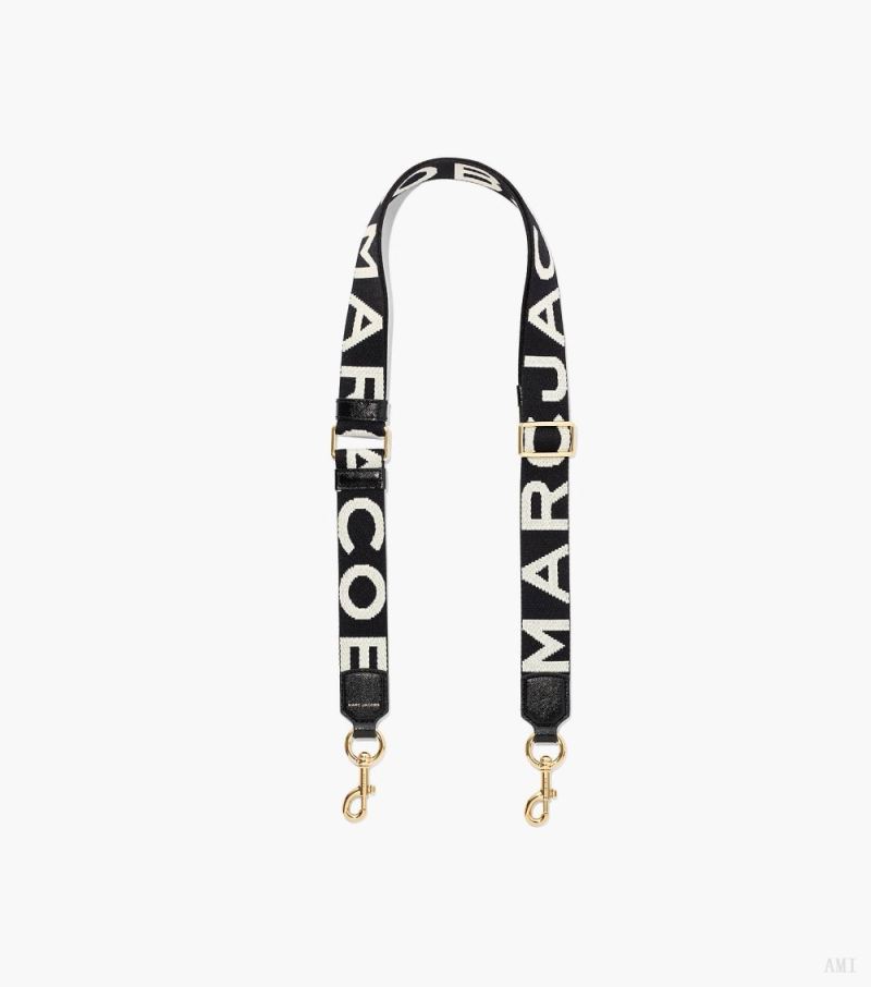 Marc Jacobs | The Thin Logo Webbing Strap - Black/White