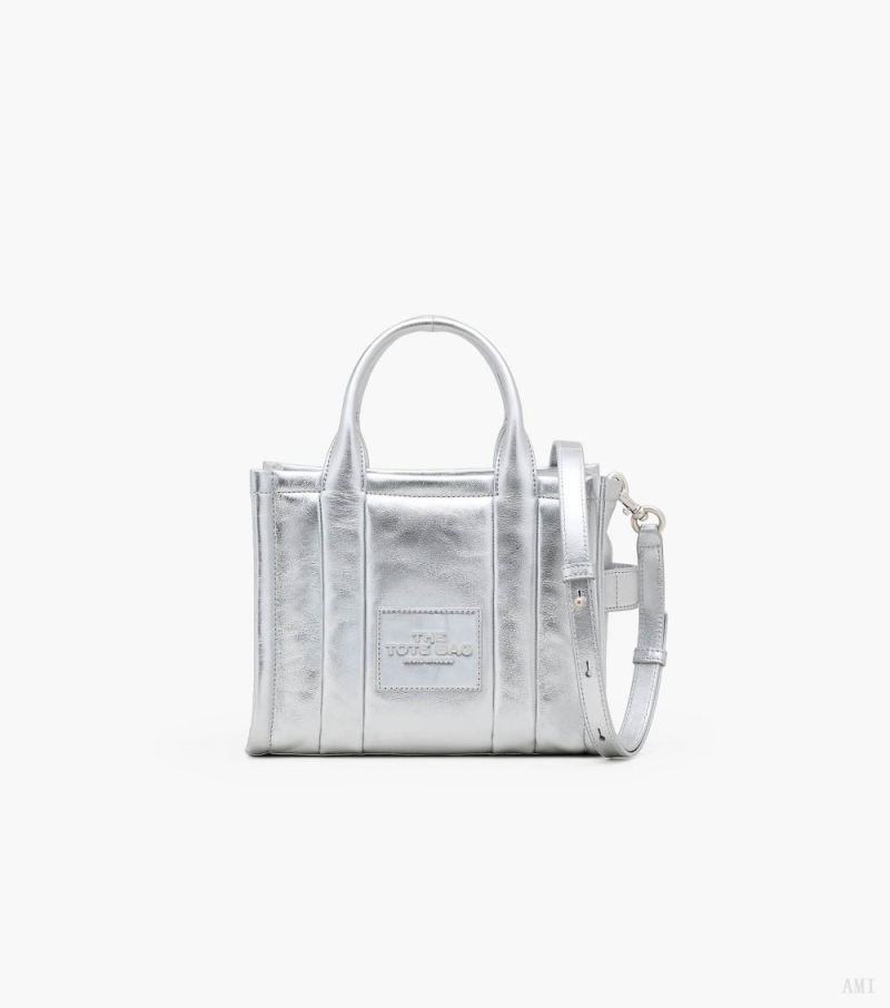 Marc Jacobs | The Metallic Leather Small Tote Bag - Silver - Click Image to Close