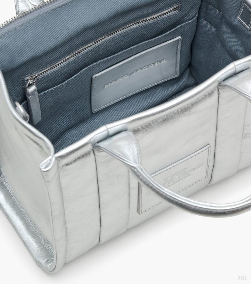 Marc Jacobs | The Metallic Leather Small Tote Bag - Silver